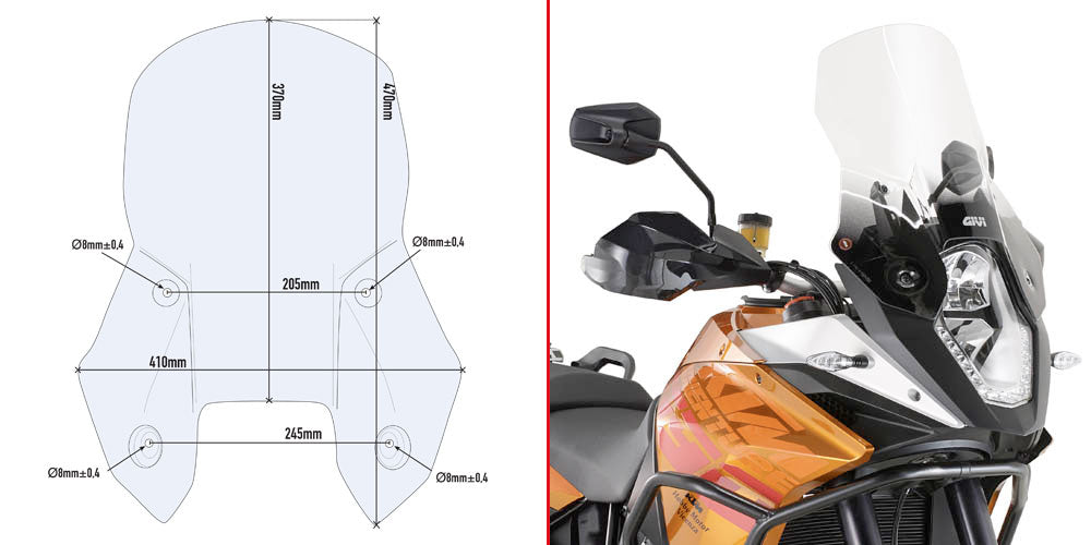 GIVI - D7703ST Screen for KTM 1050 / 1090 / 1190/R Adventure (13>19)