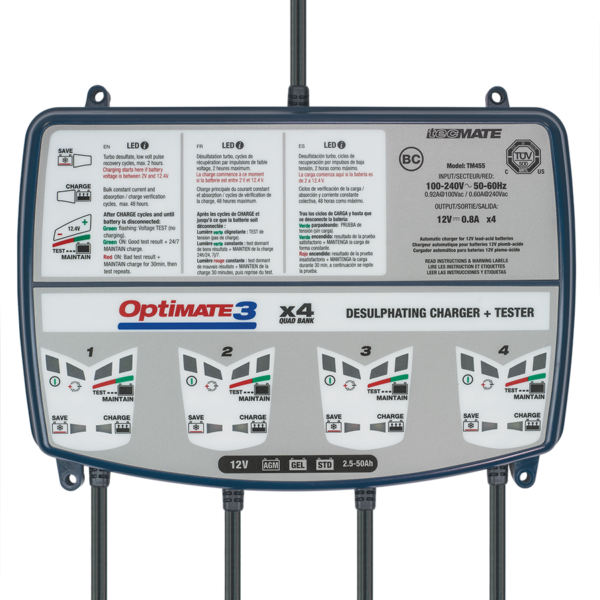 OPTIMATE 3 - TM454 4 Bank Battery Charger (12V/0.8A)
