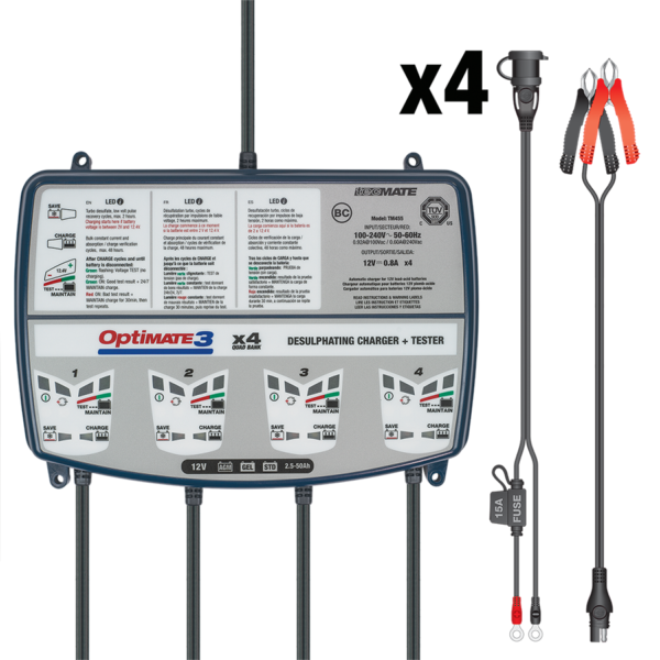 OPTIMATE 3 - TM454 4 Bank Battery Charger (12V/0.8A)