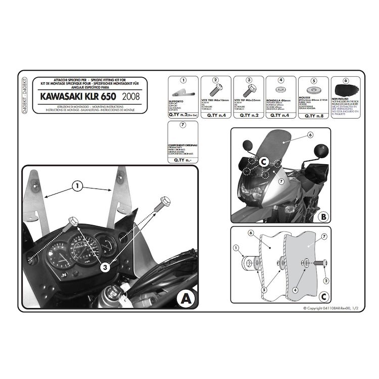 GIVI - D408KIT Kawasaki Specific Windscreen Installation Kit