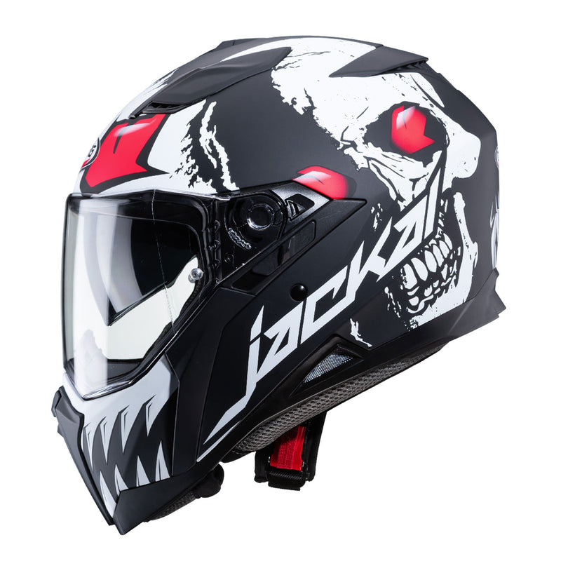 CABERG - Jackal Darkside Helmet (Matt Black/White/Red)
