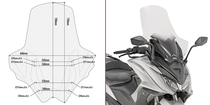 GIVI - D6110ST Screen for Kymco AK550 (17>21)