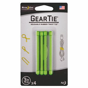 NITE IZE - 7.6cm Rubber Twist Gear Tie (4 Pack)