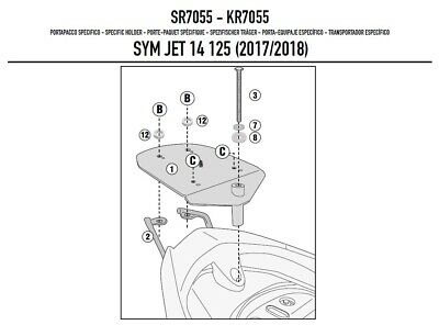 GIVI - SR7055 Top Box Rack for Sym Jet 14 125 / 200 (17>20)