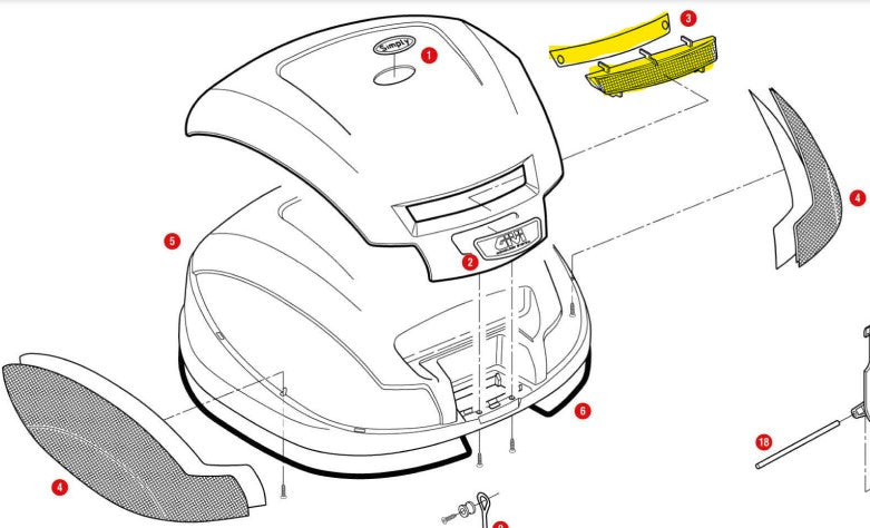 GIVI - Z744R Red Reflector for E470 Top Case